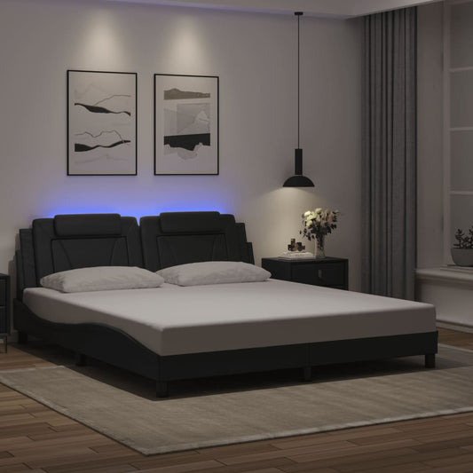 vidaXL Πλαίσιο Κρεβατιού Viana με LED Χωρίς Στρώμα Μαύρο 180x200 εκ.