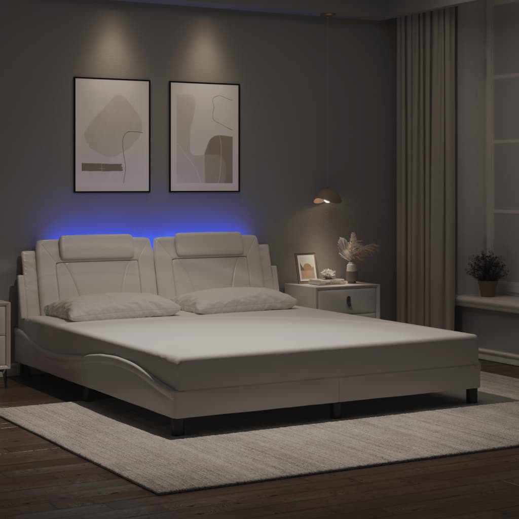 vidaXL Πλαίσιο Κρεβατιού Viana με LED Χωρίς Στρώμα Λευκό 180x200εκ.