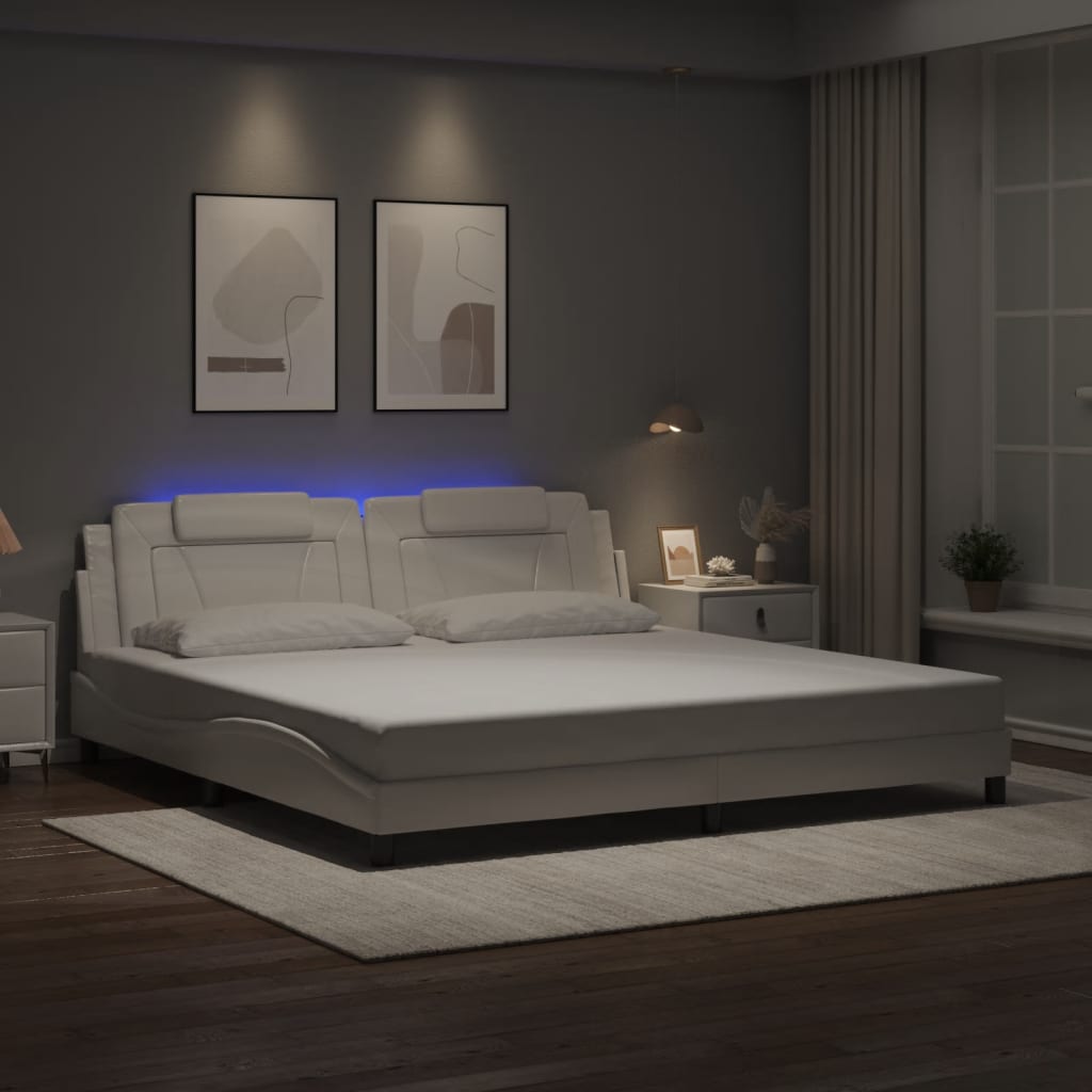 vidaXL Πλαίσιο Κρεβατιού Viana με LED Χωρίς Στρώμα Λευκό 200x200 εκ.