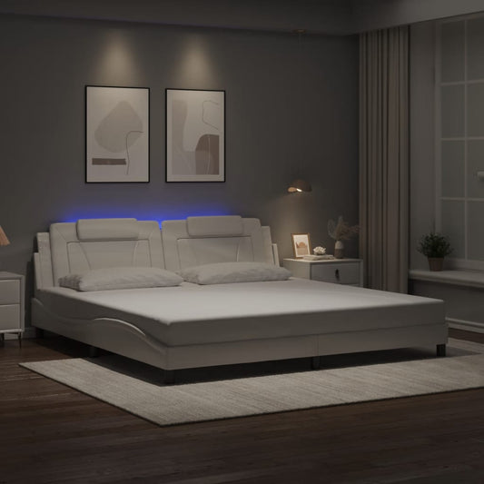 vidaXL Πλαίσιο Κρεβατιού Viana με LED Χωρίς Στρώμα Λευκό 200x200 εκ.