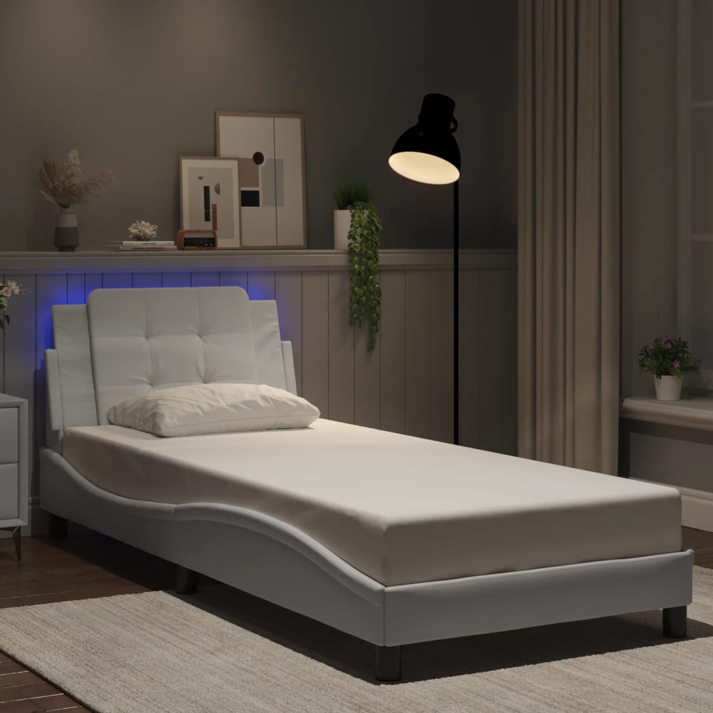 vidaXL Πλαίσιο Κρεβατιού με LED Χωρίς Στρώμα Zadar Λευκό 80x200 εκ.