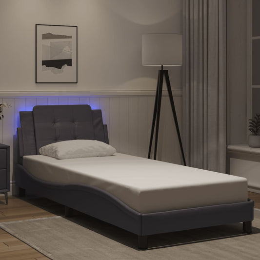 vidaXL Πλαίσιο Κρεβατιού με LED Χωρίς Στρώμα Zadar Γκρι 80x200 εκ.