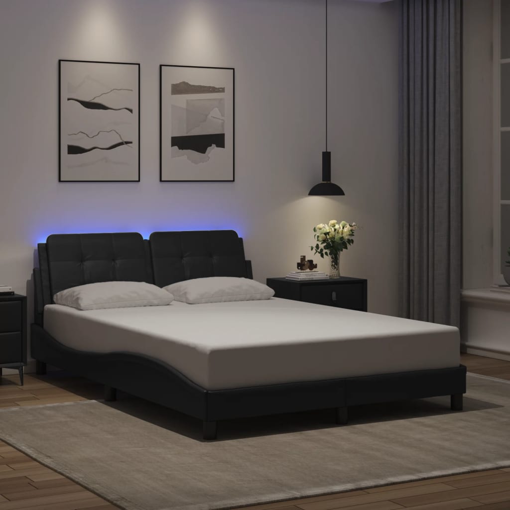 vidaXL Πλαίσιο Κρεβατιού με LED Χωρίς Στρώμα Zadar Μαύρο 120x200 εκ.