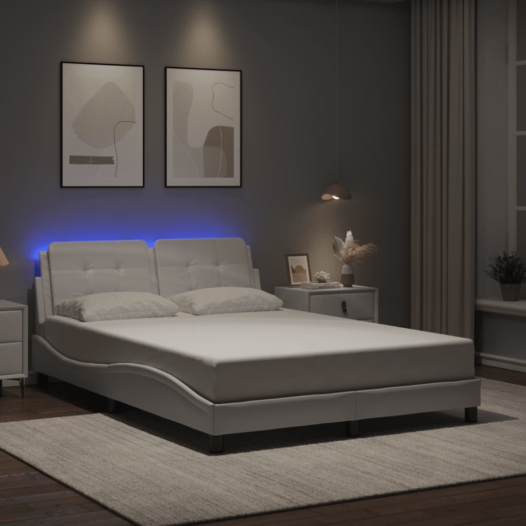 vidaXL Πλαίσιο Κρεβατιού με LED Χωρίς Στρώμα Zadar Λευκό 120x200 εκ.