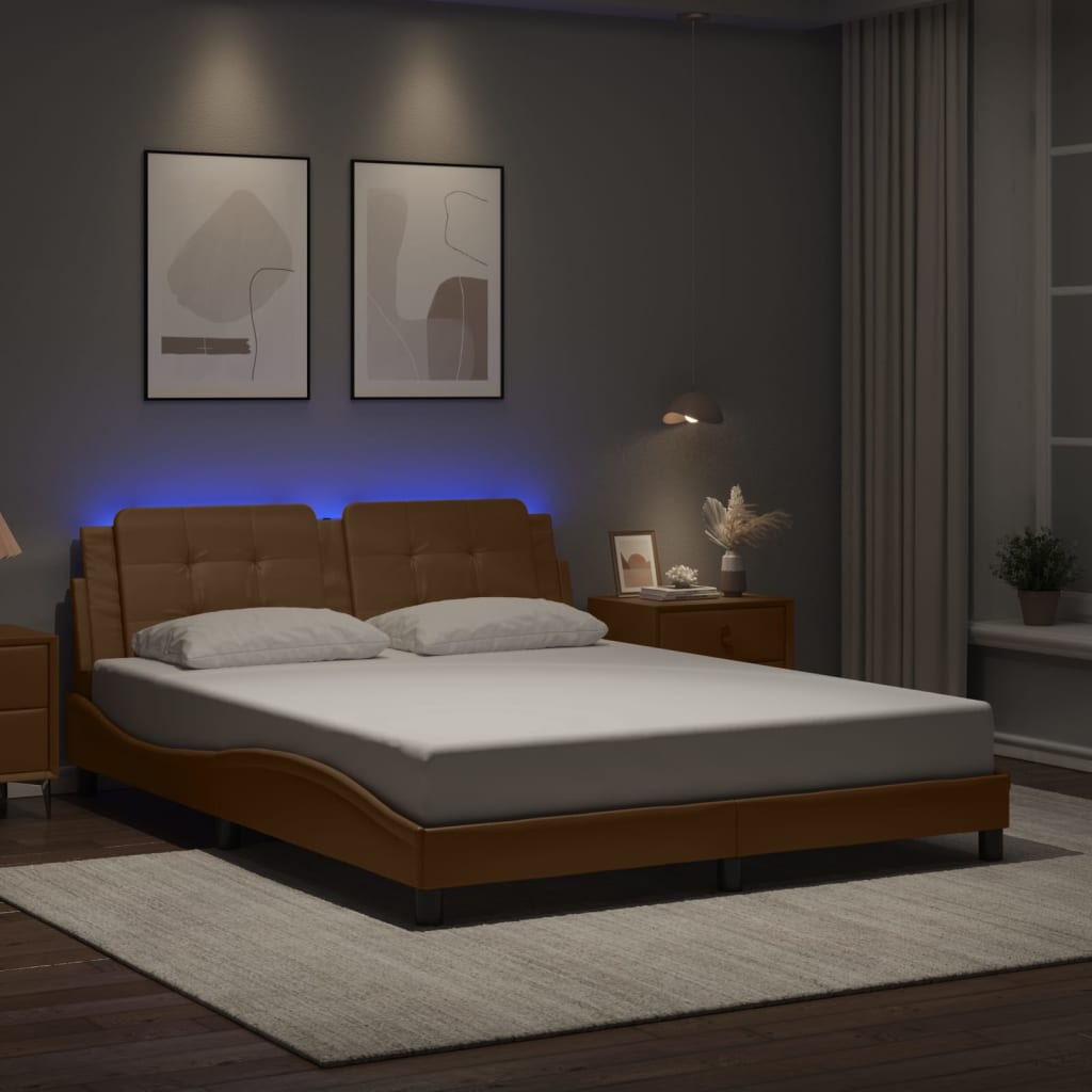 vidaXL Πλαίσιο Κρεβατιού με LED Χωρίς Στρώμα Zadar Καπουτσίνο 160x200 εκ.