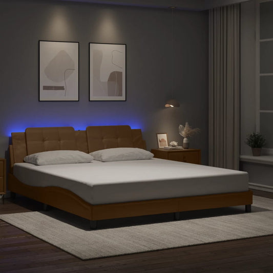 vidaXL Πλαίσιο Κρεβατιού με LED Χωρίς Στρώμα Zadar Καπουτσίνο 180x200 εκ.