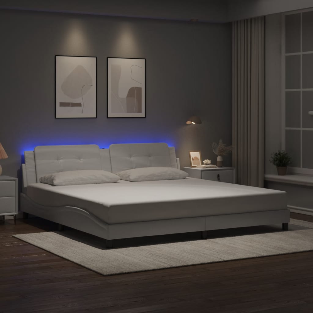vidaXL Πλαίσιο Κρεβατιού με LED Χωρίς Στρώμα Zadar Λευκό 200x200 εκ.