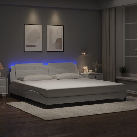 vidaXL Πλαίσιο Κρεβατιού με LED Χωρίς Στρώμα Zadar Λευκό 200x200 εκ.