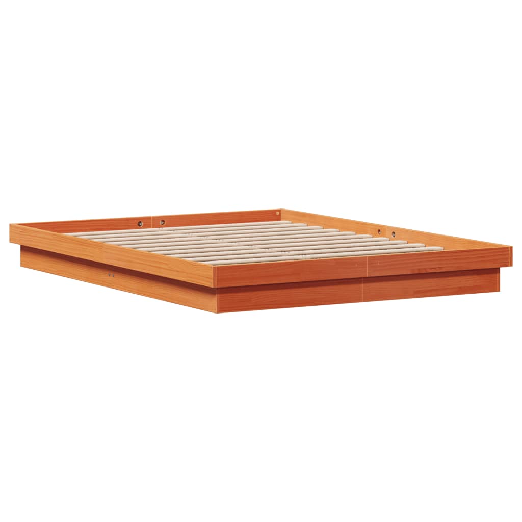 vidaXL Πλαίσιο Κρεβατιού LED Καφέ Κεριού 150x200εκ Μασίφ Ξύλο Πεύκου