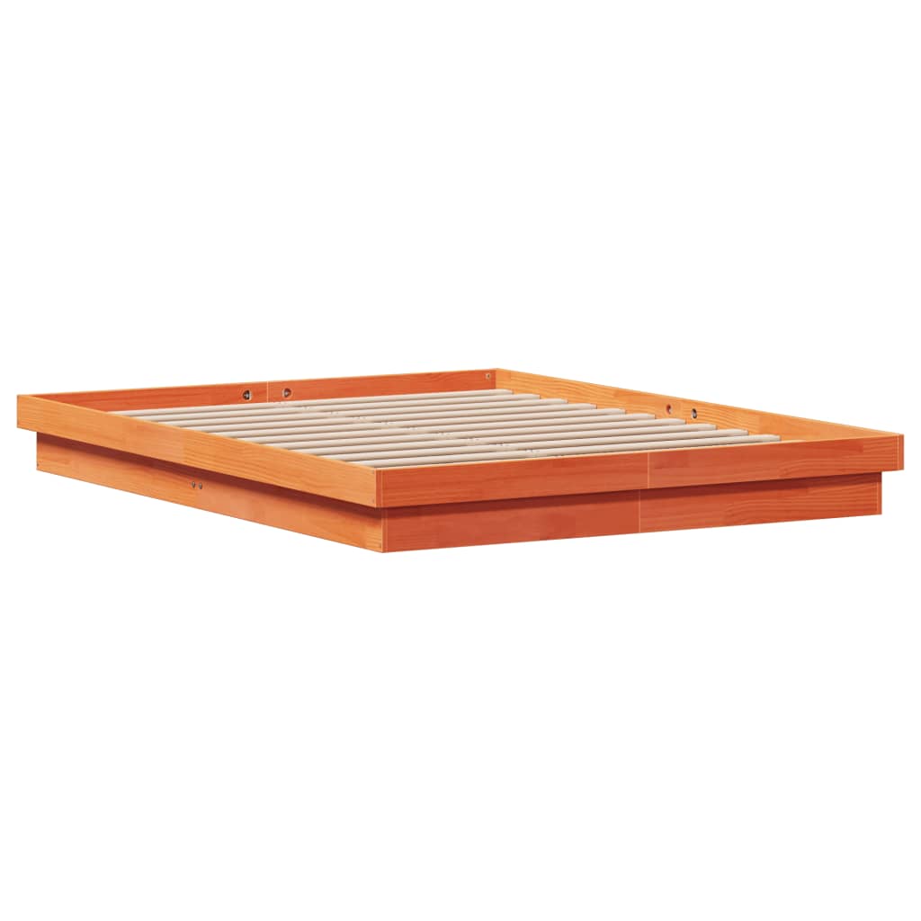 vidaXL Πλαίσιο Κρεβατιού LED Καφέ Κεριού 160x200εκ Μασίφ Ξύλο Πεύκου