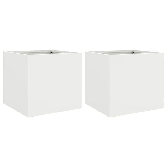 vidaXL Ζαρντινιέρες 2 τεμ. Λευκές 32x30x29εκ. από Χάλυβα