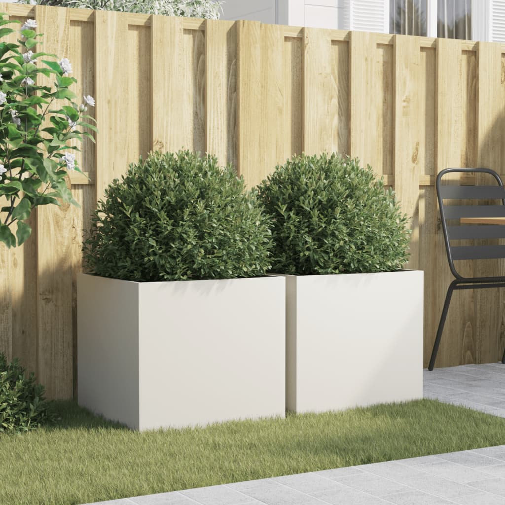 vidaXL Ζαρντινιέρες 2 τεμ. Λευκές 49x47x46εκ. από Χάλυβα