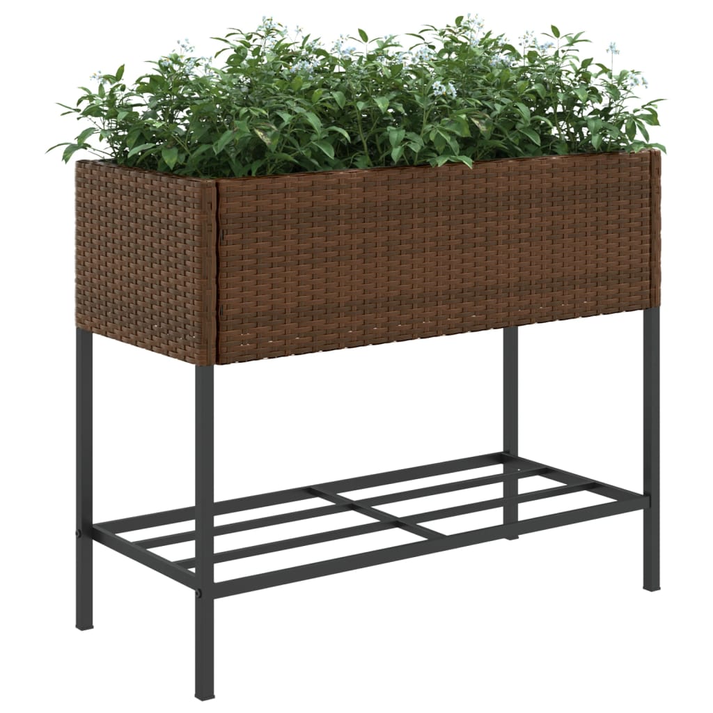 vidaXL Γλάστρες Κήπου με Ράφια 2 τεμ. Καφέ 90x40x75εκ Συνθ. Ρατάν