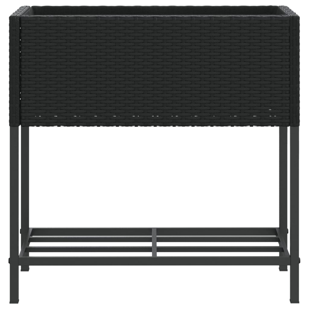 vidaXL Γλάστρες Κήπου με Ράφια 2 τεμ. Μαύρες 70x28x70 εκ Συνθ. Ρατάν