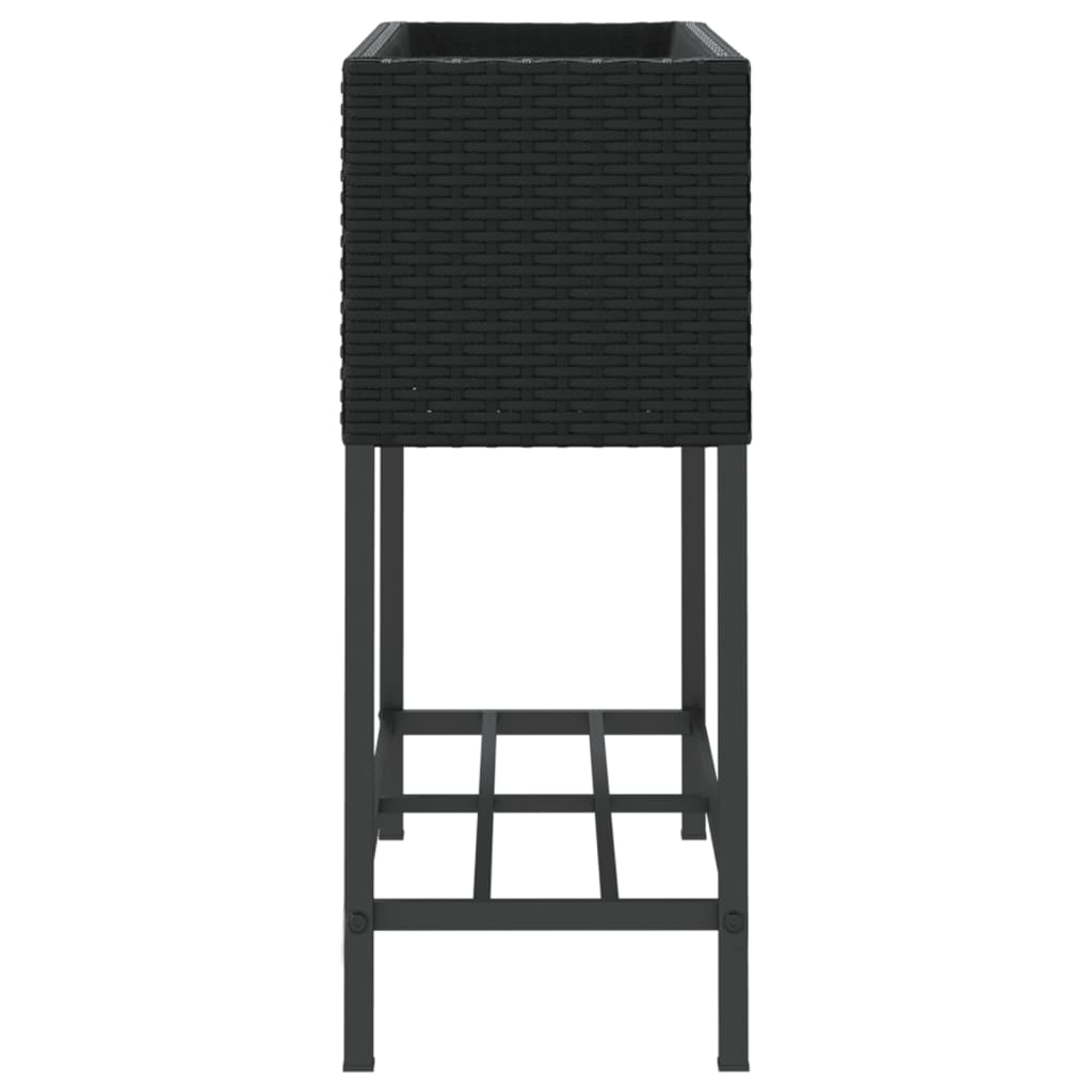 vidaXL Γλάστρες Κήπου με Ράφια 2 τεμ. Μαύρες 70x28x70 εκ Συνθ. Ρατάν