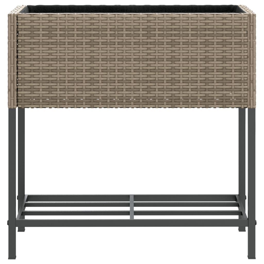 vidaXL Γλάστρες Κήπου με Ράφια 2 τεμ. Γκρι 70x28x70 εκ Συνθ. Ρατάν