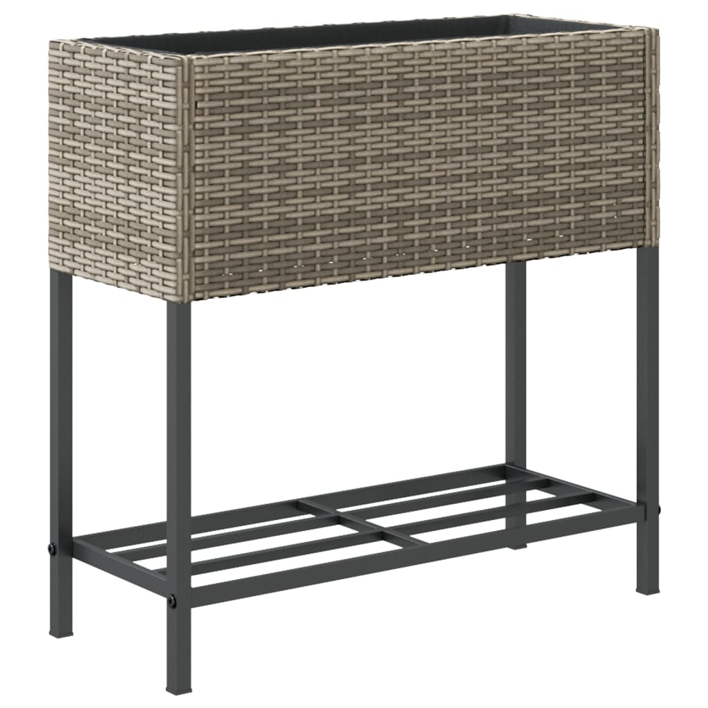 vidaXL Γλάστρες Κήπου με Ράφια 2 τεμ. Γκρι 70x28x70 εκ Συνθ. Ρατάν