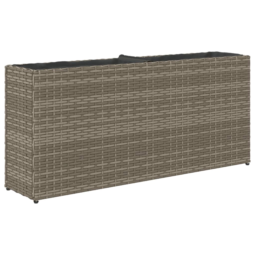 vidaXL Ζαρντινιέρες Κήπου 2 Γλάστρες 2 τεμ Γκρι 90x20x40εκ. Συνθ Ρατάν