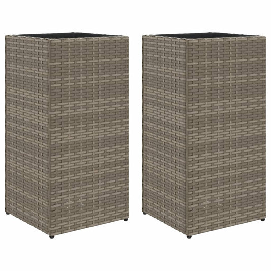 vidaXL Ζαρντινιέρες Κήπου 2 τεμ. Γκρι 30x30x60 εκ. από Συνθετικό Ρατάν