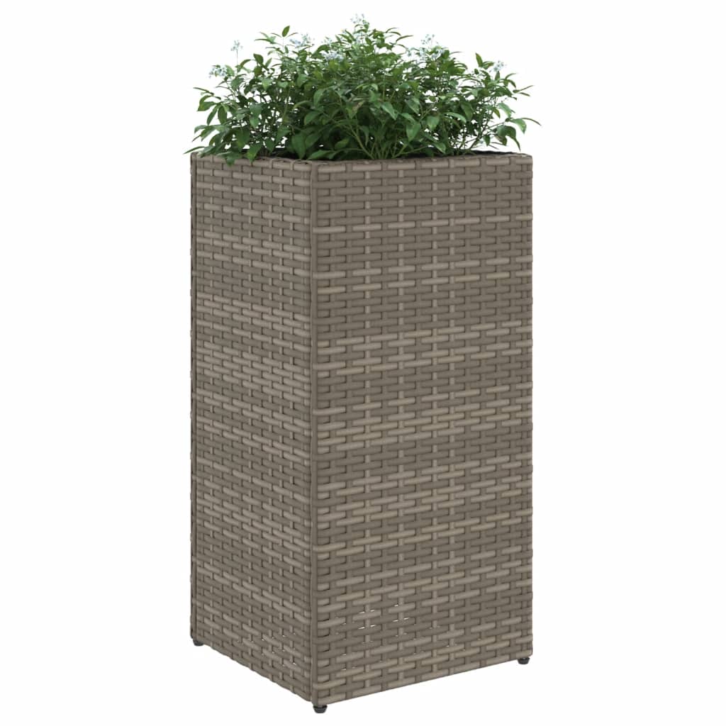 vidaXL Ζαρντινιέρες Κήπου 2 τεμ. Γκρι 30x30x60 εκ. από Συνθετικό Ρατάν