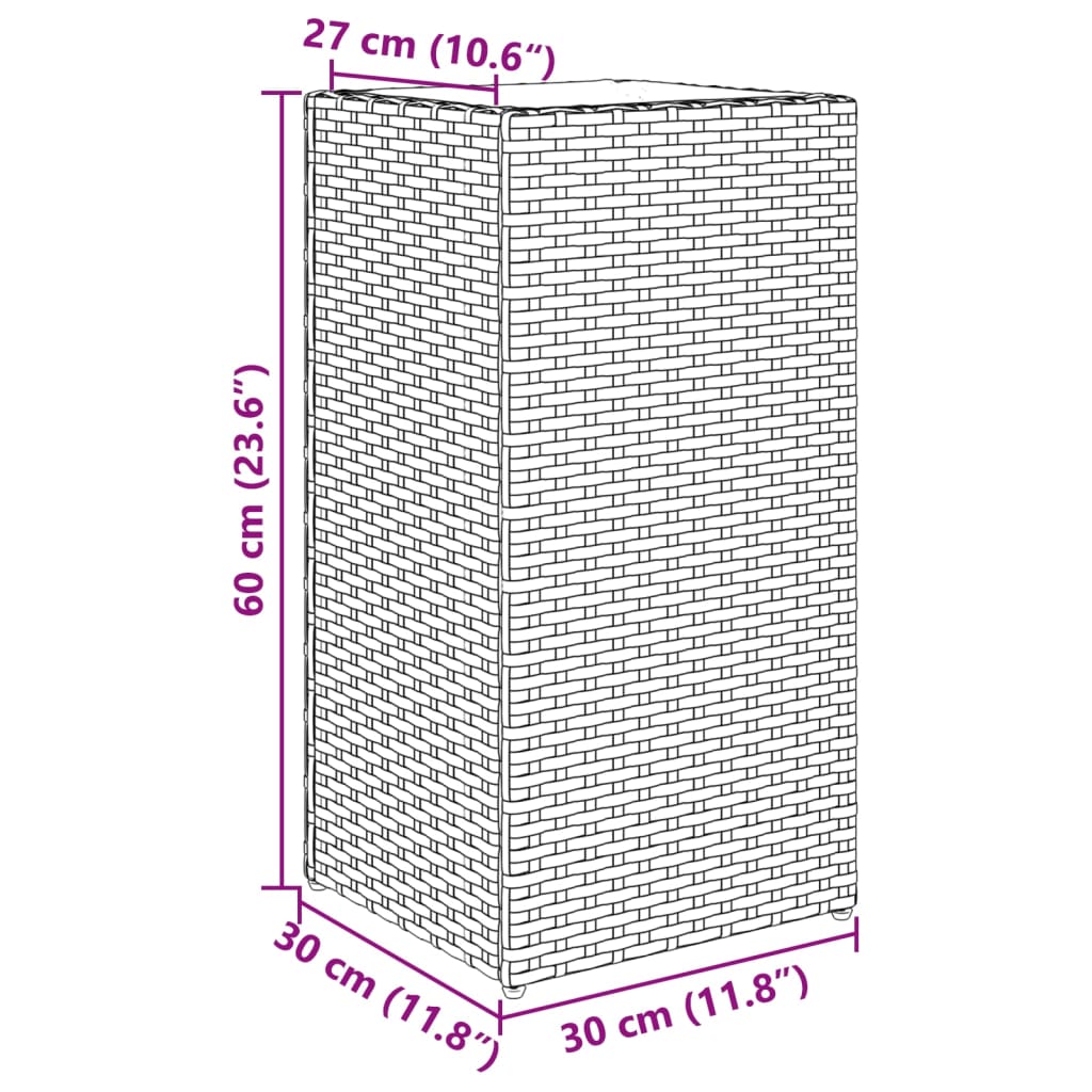 vidaXL Ζαρντινιέρες Κήπου 2 τεμ. Γκρι 30x30x60 εκ. από Συνθετικό Ρατάν