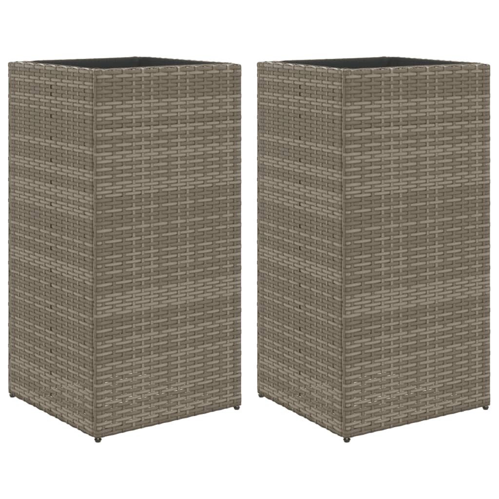 vidaXL Ζαρντινιέρες Κήπου 2 τεμ. Γκρι 40x40x80 εκ. από Συνθετικό Ρατάν