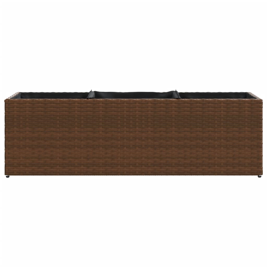 vidaXL Ζαρντινιέρα Κήπου Καφέ 105x30x32 εκ. Συνθ. Ρατάν με 3 Γλάστρες
