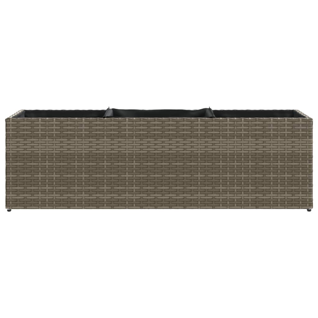 vidaXL Ζαρντινιέρα Κήπου Γκρι 105x30x32 εκ. Συνθ. Ρατάν με 3 Γλάστρες