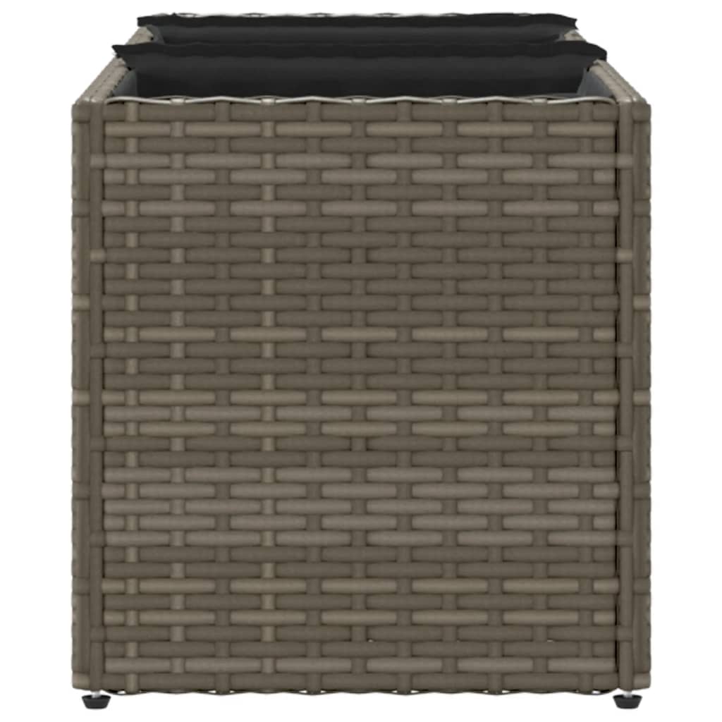 vidaXL Ζαρντινιέρα Κήπου Γκρι 105x30x32 εκ. Συνθ. Ρατάν με 3 Γλάστρες