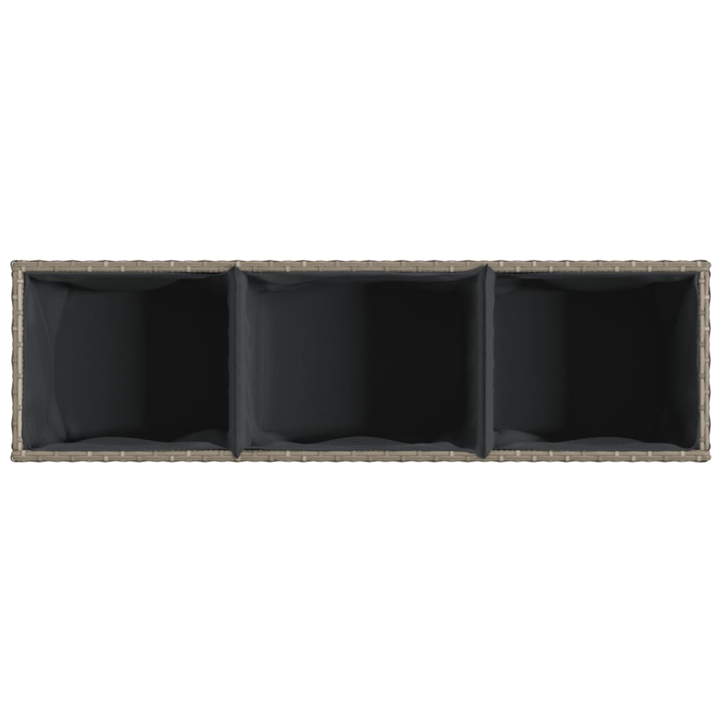 vidaXL Ζαρντινιέρα Κήπου Γκρι 105x30x32 εκ. Συνθ. Ρατάν με 3 Γλάστρες