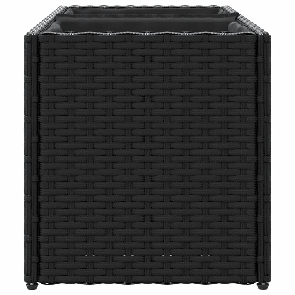 vidaXL Ζαρντινιέρα Κήπου Μαύρη 72x30x32 εκ. Συνθ. Ρατάν με 2 Γλάστρες