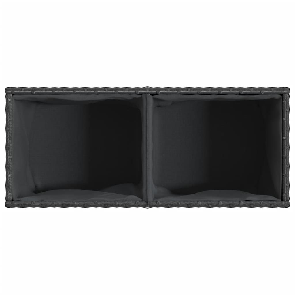 vidaXL Ζαρντινιέρα Κήπου Μαύρη 72x30x32 εκ. Συνθ. Ρατάν με 2 Γλάστρες