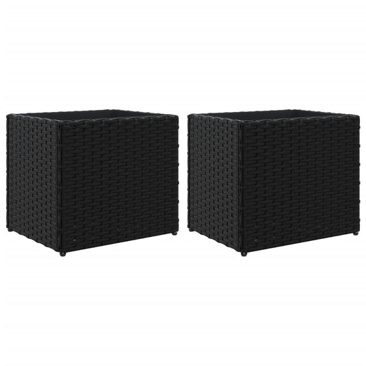 vidaXL Ζαρντινιέρες Κήπου 2 τεμ. Μαύρη 36x30x32εκ. από Συνθετικό Ρατάν