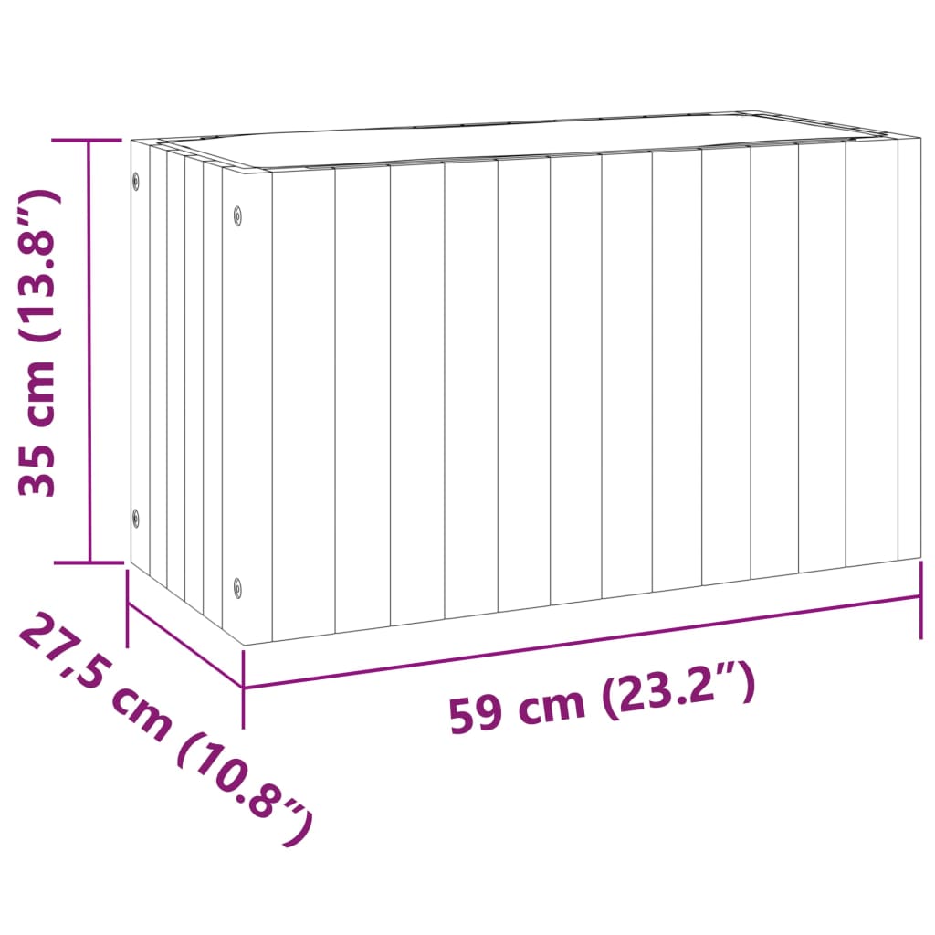 vidaXL Ζαρντινιέρα Κήπου 59 x 27,5 x 35 εκ. από Μασίφ Ξύλο Ακακίας