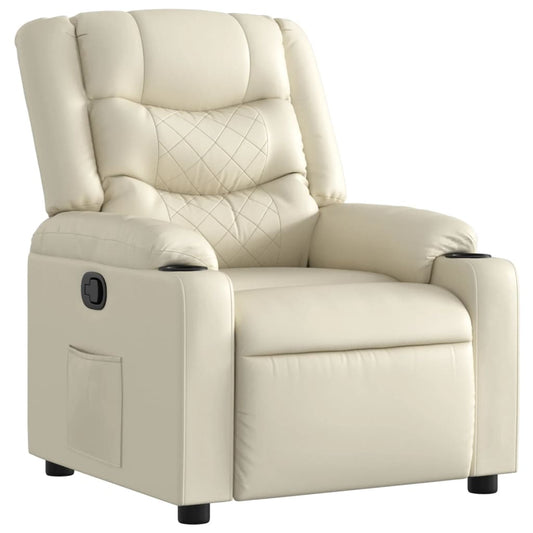 vidaXL Πολυθρόνα Ανακλινόμενη Κρεμ από Συνθετικό Δέρμα