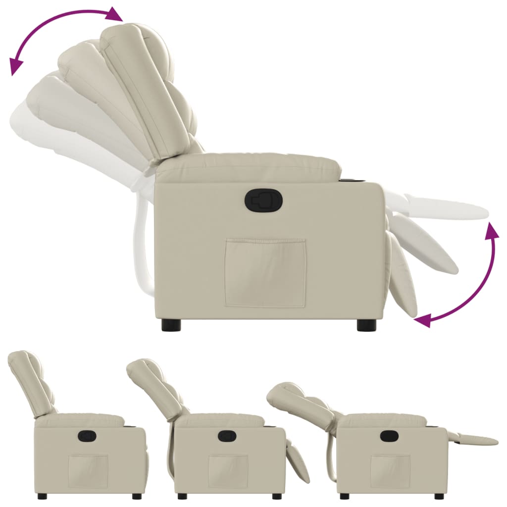 vidaXL Πολυθρόνα Ανακλινόμενη Κρεμ από Συνθετικό Δέρμα