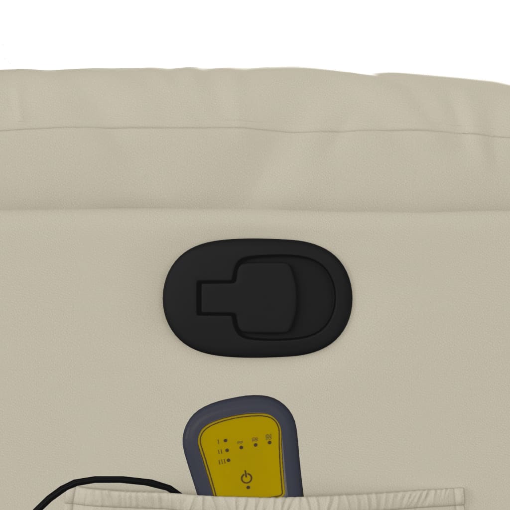 vidaXL Πολυθρόνα Μασάζ Ανακλινόμενη Κρεμ από Συνθετικό Δέρμα