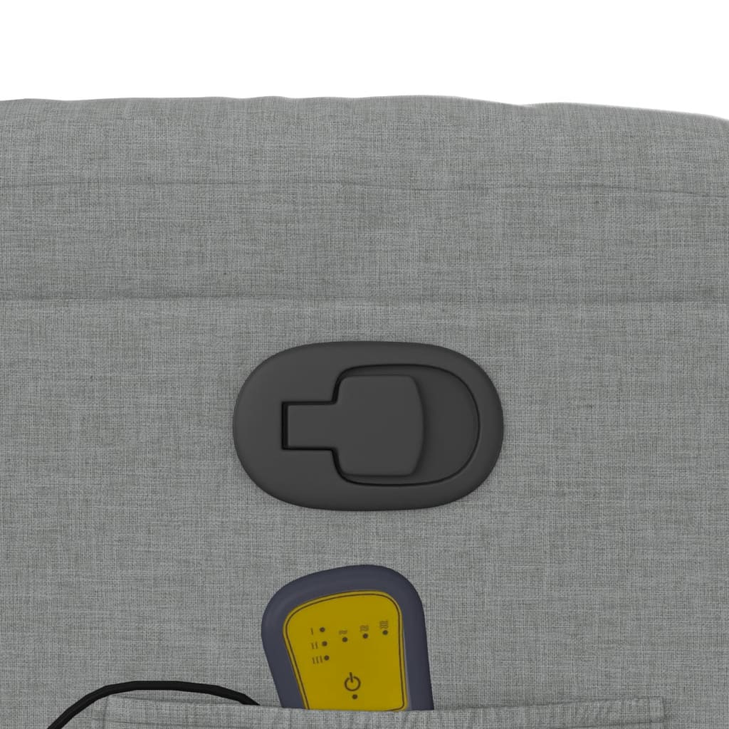 vidaXL Πολυθρόνα Μασάζ Ανακλινόμενη Ανοιχτό Γκρι Υφασμάτινη