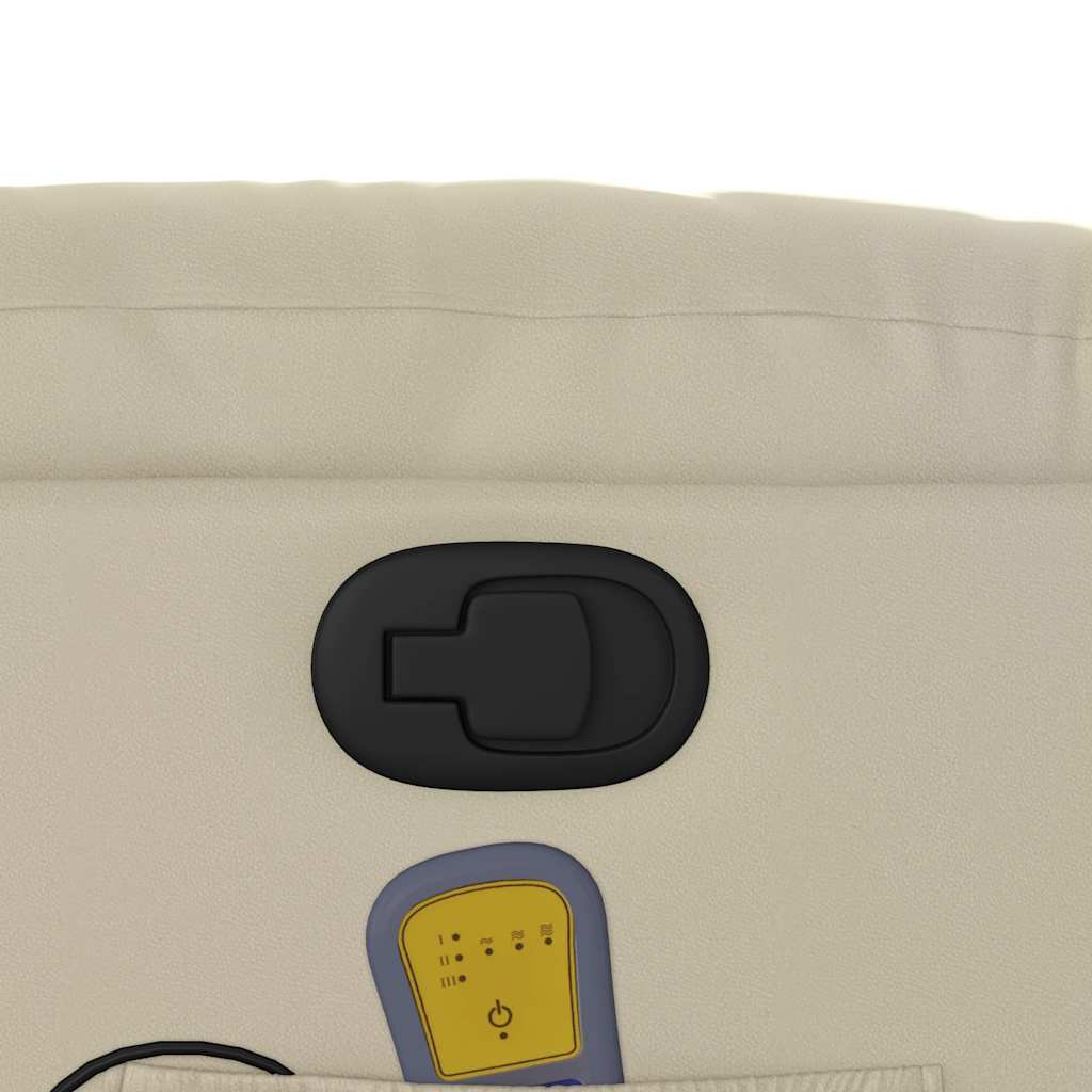 vidaXL Πολυθρόνα Μασάζ Ανακλινόμενη Κρεμ από Συνθετικό Δέρμα