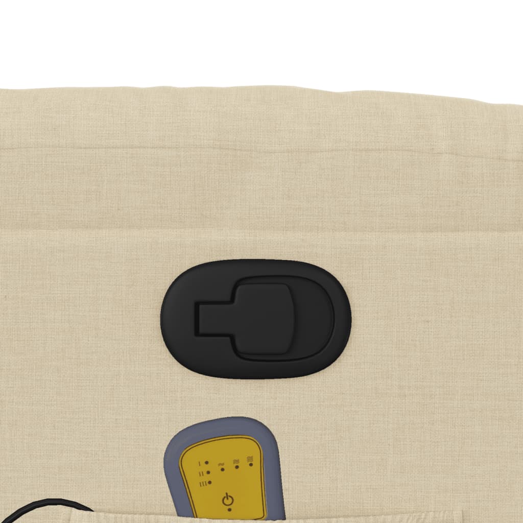 vidaXL Πολυθρόνα Μασάζ Ανακλινόμενη Κρεμ Υφασμάτινη