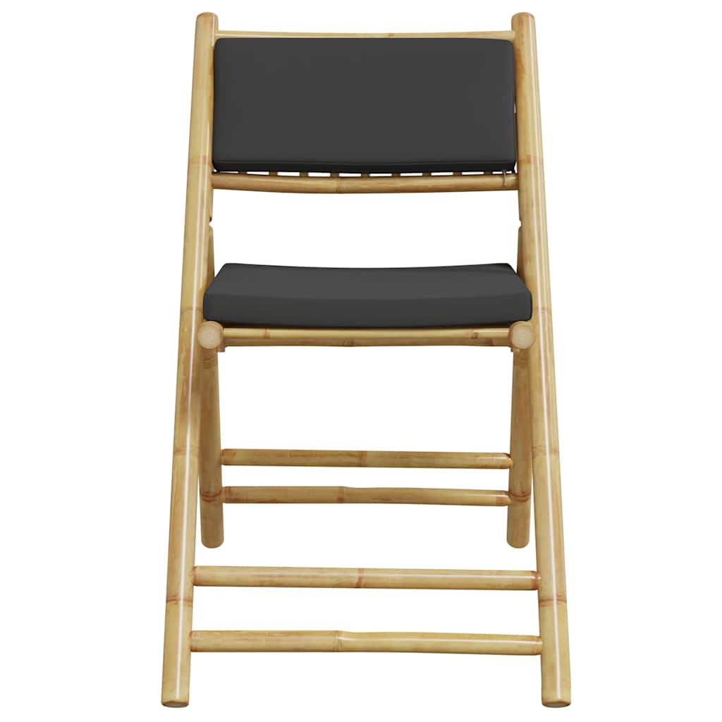 vidaXL Καρέκλες Bistro Πτυσσόμενες 2 τεμ. από Μπαμπού με Μαξιλάρια