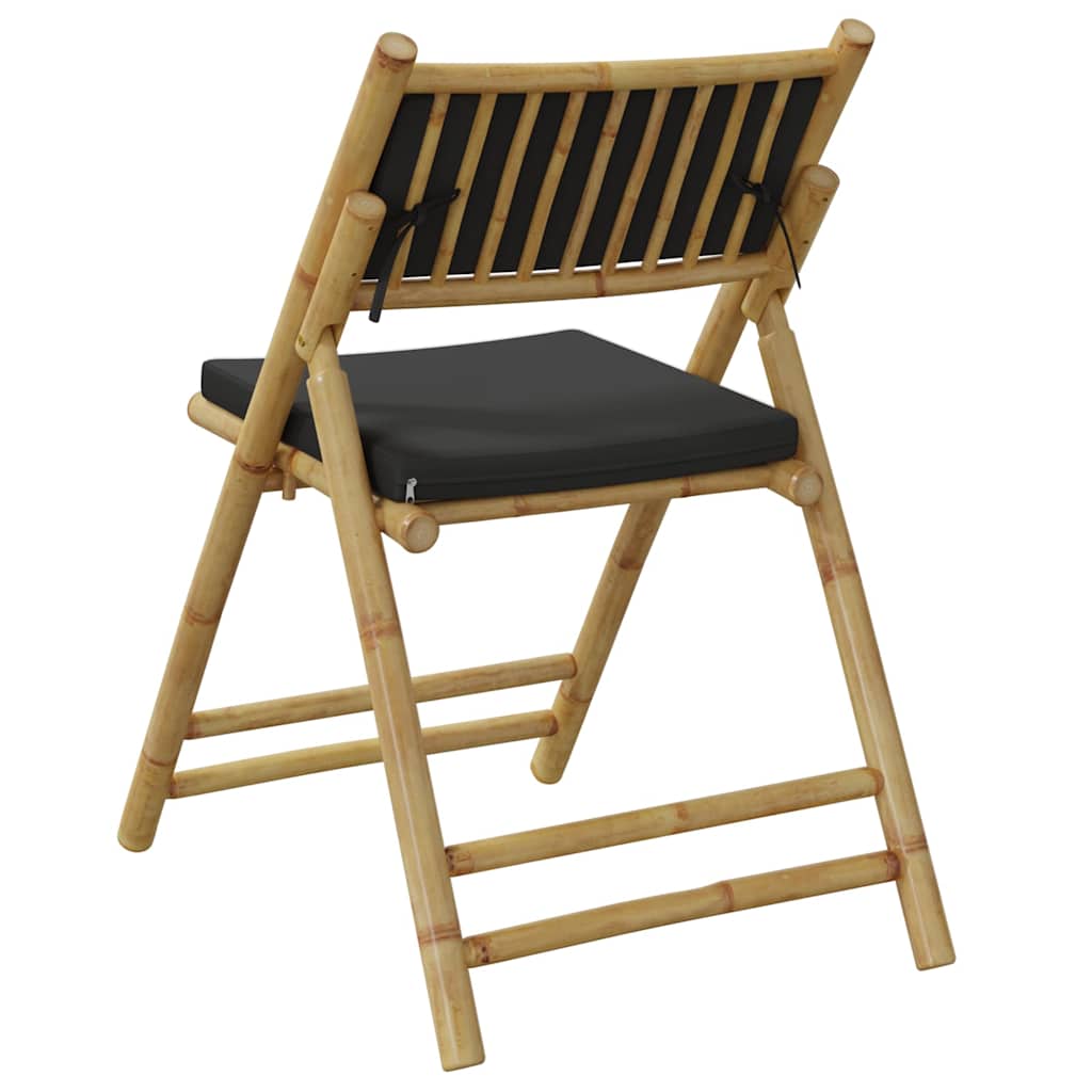 vidaXL Καρέκλες Bistro Πτυσσόμενες 2 τεμ. από Μπαμπού με Μαξιλάρια