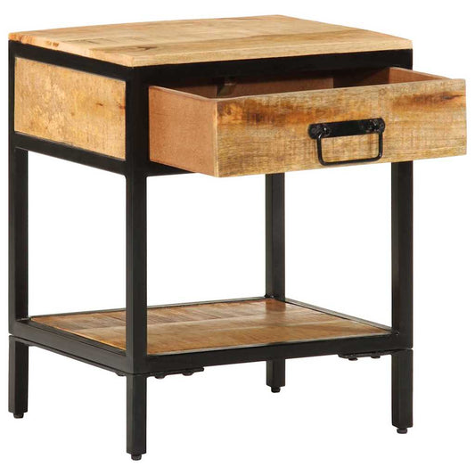 vidaXL Κομοδίνο Καφέ 40 x 35 x 50 εκ. Στερεό Ξύλο Μάνγκο και Μέταλλο