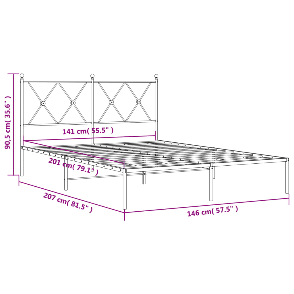 vidaXL Πλαίσιο Κρεβατιού με Κεφαλάρι Λευκό 140 x 200 εκ. Μεταλλικό