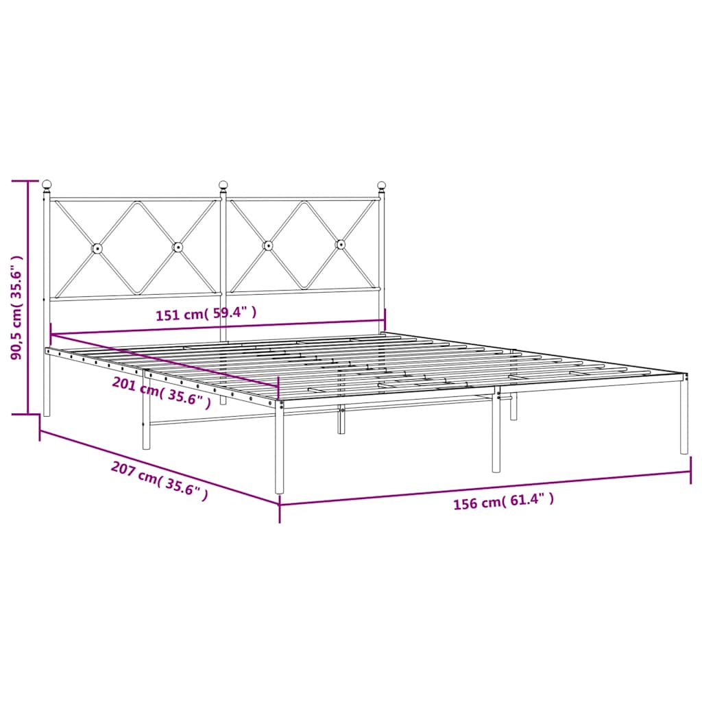 vidaXL Πλαίσιο Κρεβατιού με Κεφαλάρι Λευκό 150 x 200 εκ. Μεταλλικό