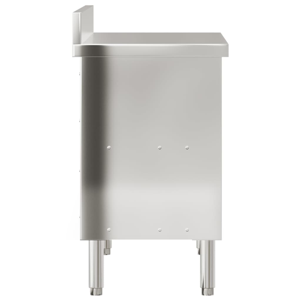 vidaXL Πάγκος Εργασίας Κουζίνας με Συρόμενες Πόρτες Ανοξείδωτο Ατσάλι