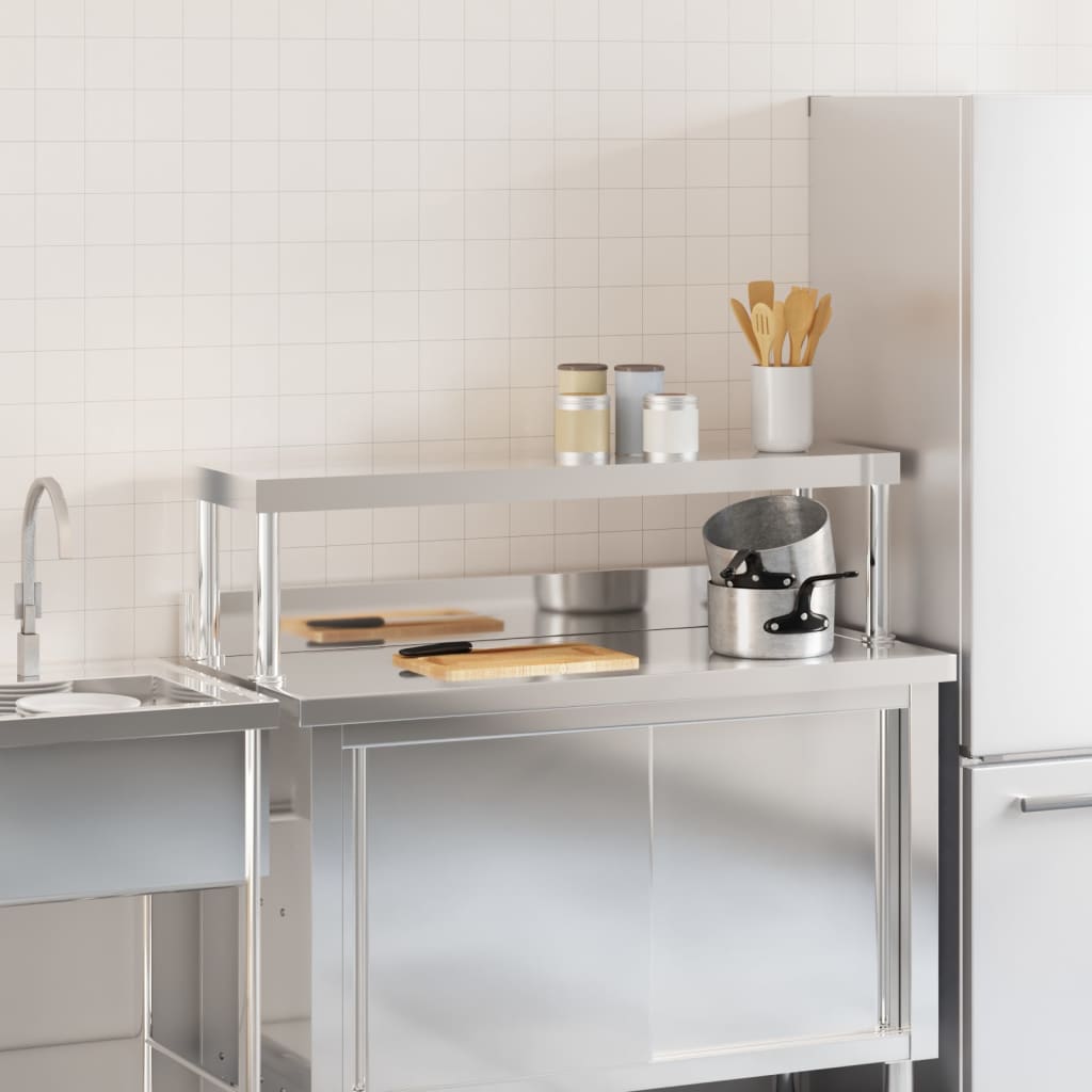 vidaXL Ράφι Επιτραπέζιο για Πάγκο Εργασίας 110x30x35 εκ. Ανοξ. Ατσάλι
