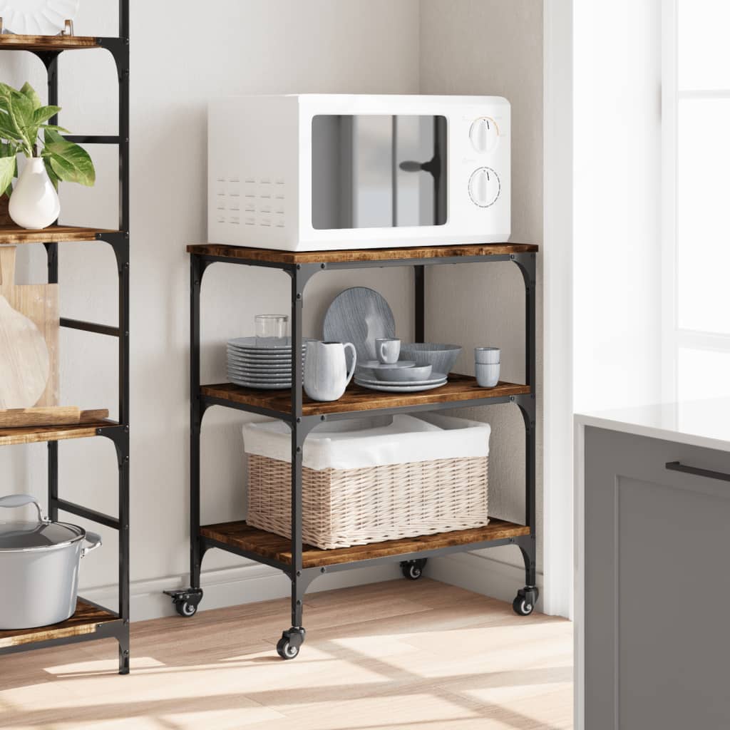 vidaXL Τρόλεϊ Κουζίνας Καπνιστή Δρυς 60x41x76 εκ. Επεξεργασμένο Ξύλο