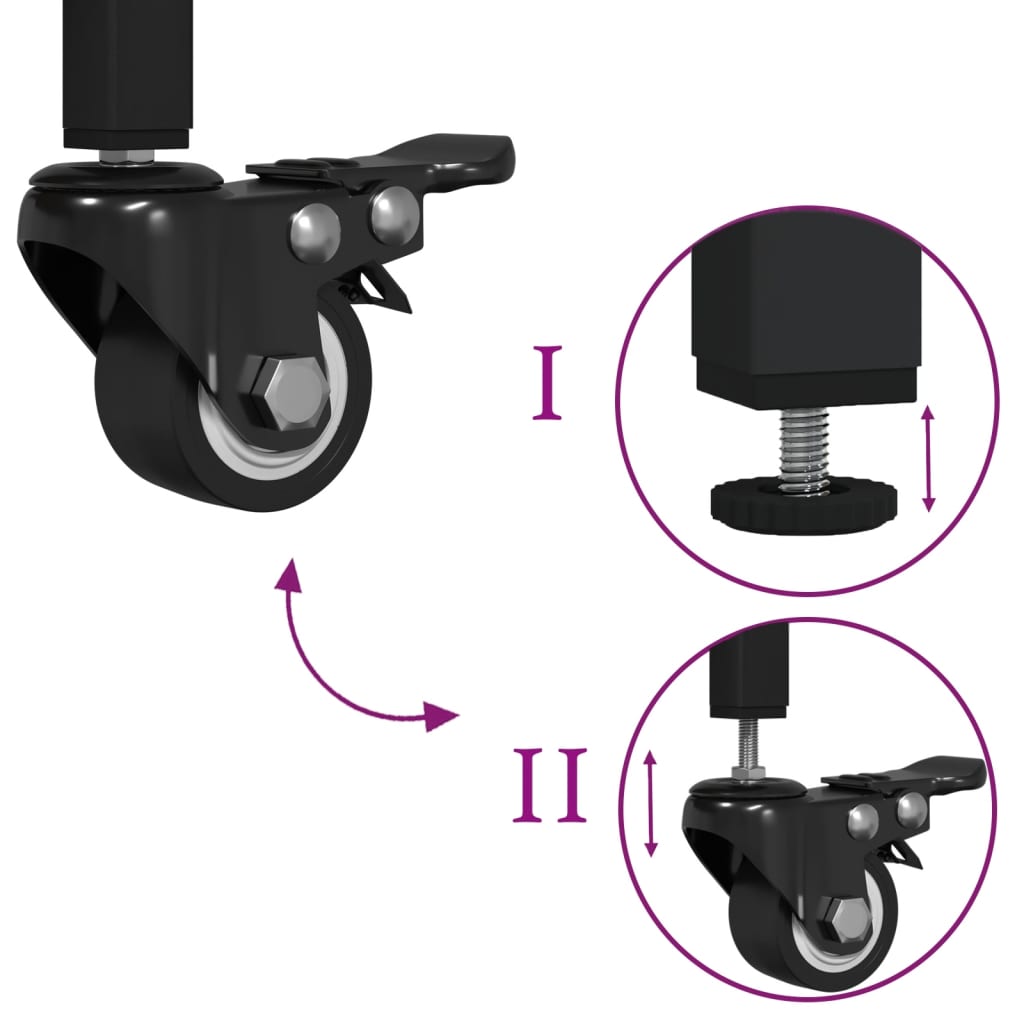 vidaXL Τρόλεϊ Κουζίνας Μαύρο 53x20x76 εκ. από Επεξεργασμένο Ξύλο