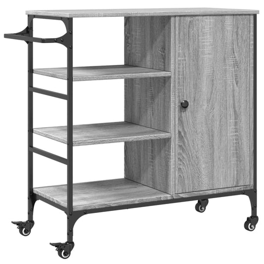 vidaXL Τρόλεϊ Κουζίνας Sonoma Γκρι 87,5x38,5x84,5 εκ. Επεξ. Ξύλο